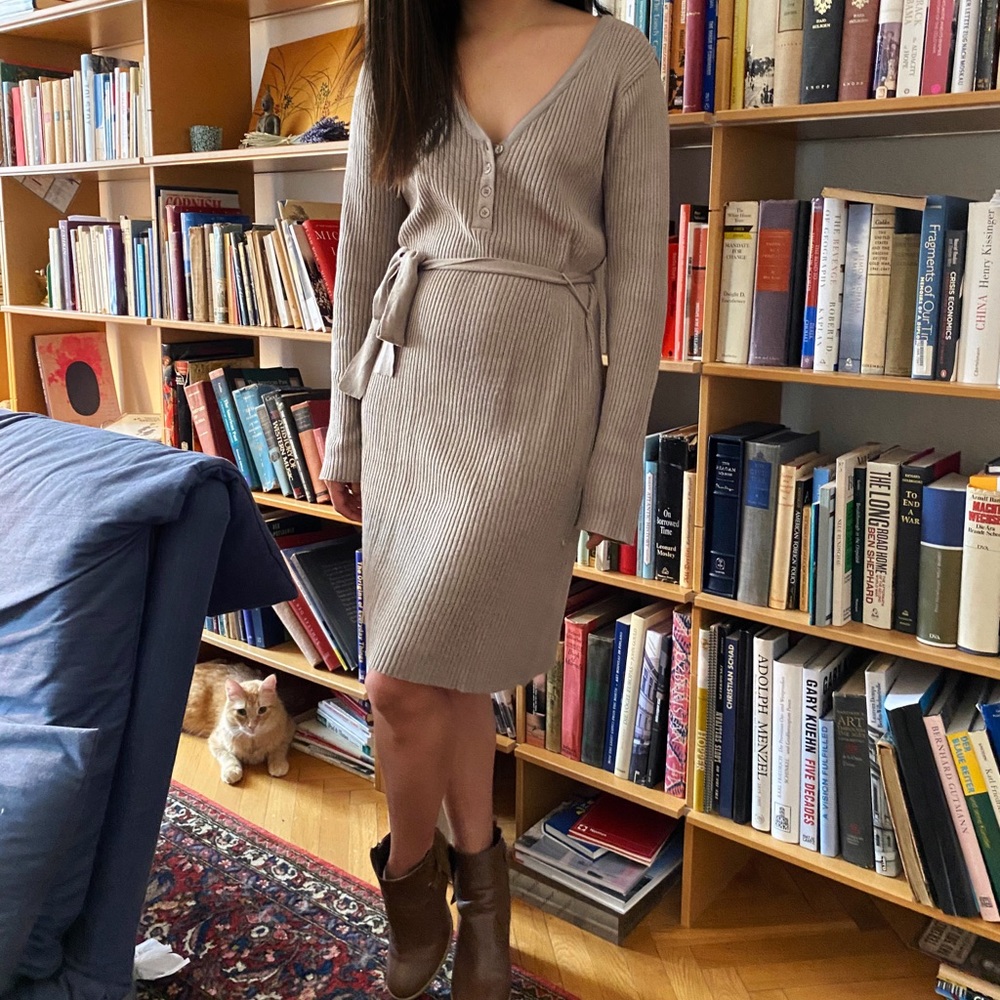 Vintage 90s Tan Sweater Dress